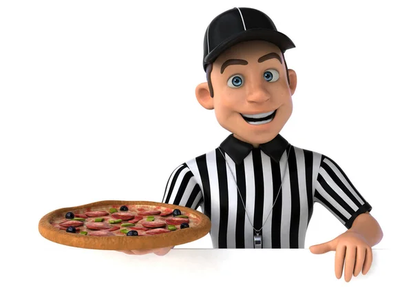 Fun Cartoon Character Pizza Illustration — Stock Photo, Image