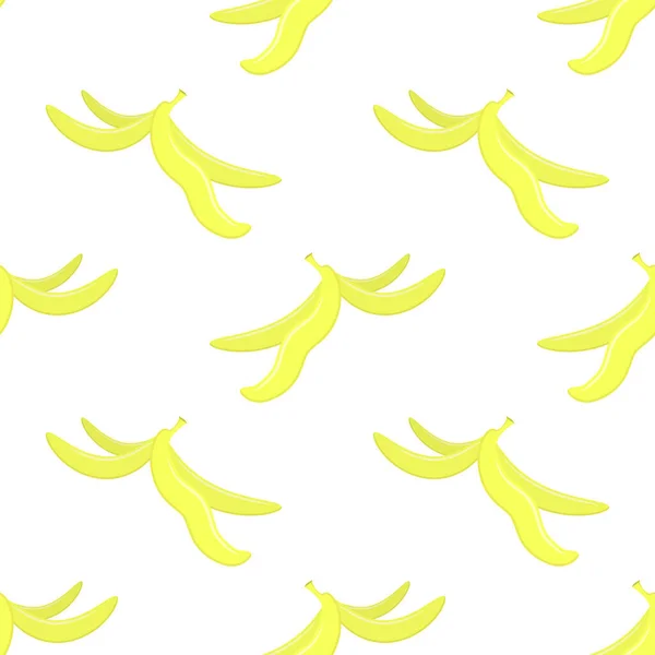 Gelbe Bananenschale Nahtloses Muster Isoliert Auf Weißem Hintergrund — Stockfoto
