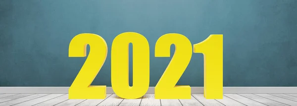 新的一年2020年靠墙与木制立方体 — 图库照片