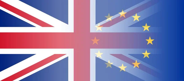 Die Britische Flagge Und Flaggen Der Europäischen Union Illustration — Stockfoto