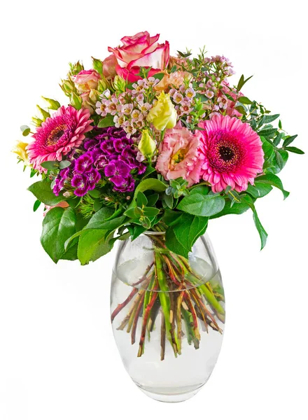 Blumenstrauß Einer Vase Auf Weißem Hintergrund — Stockfoto