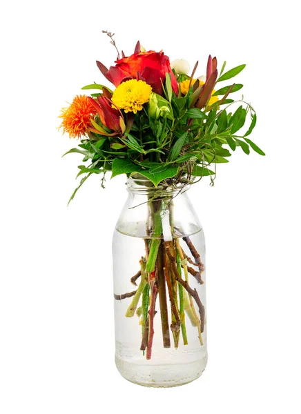 Strauß Schöner Blumen Der Vase Isoliert Auf Weiß — Stockfoto