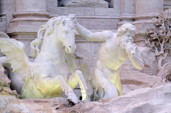 Triton Winged Horse Trevi Fountain Rome Fontana Trevi One Most — Stock Photo, Image