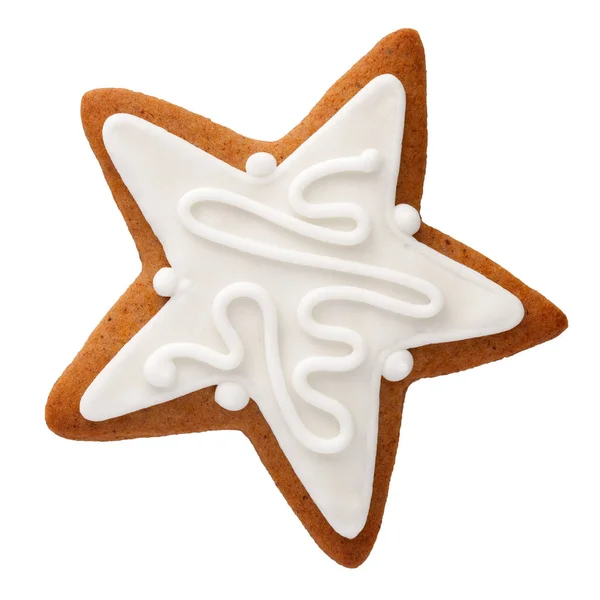 ジンジャーブレッドクッキー白い背景に隔離されたクリスマスの星の形 — ストック写真