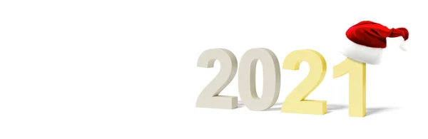 Новий Рік 2019 Року Капелюх Санти Клауса Білим Тлом Візуалізація — стокове фото