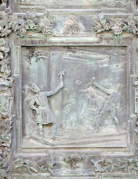 Kristus Krönt Med Törnen Skulpturverk Från Giambolognas Skola Portal Till — Stockfoto