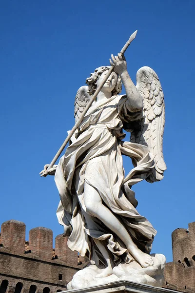 Statua Dell Angelo Con Lancia Domenico Guidi Ponte Sant Angelo — Foto Stock