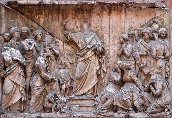 Basse Relief Dans Basilique Saint Sylvestre Premier San Silvestro Capite — Photo