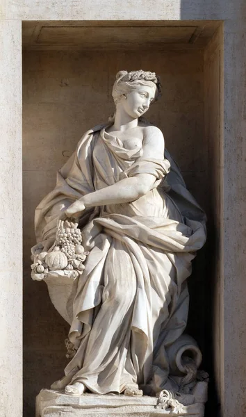 Estátua Abundância Fonte Trevi Roma Fontana Trevi Dos Marcos Mais — Fotografia de Stock