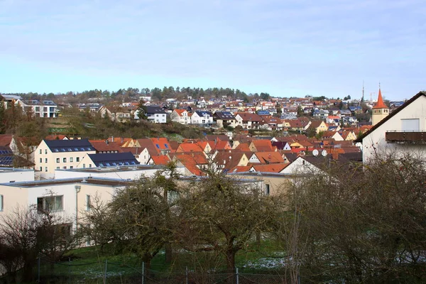 Vista Cidade Weissach Baden Wuerttemberg — Fotografia de Stock