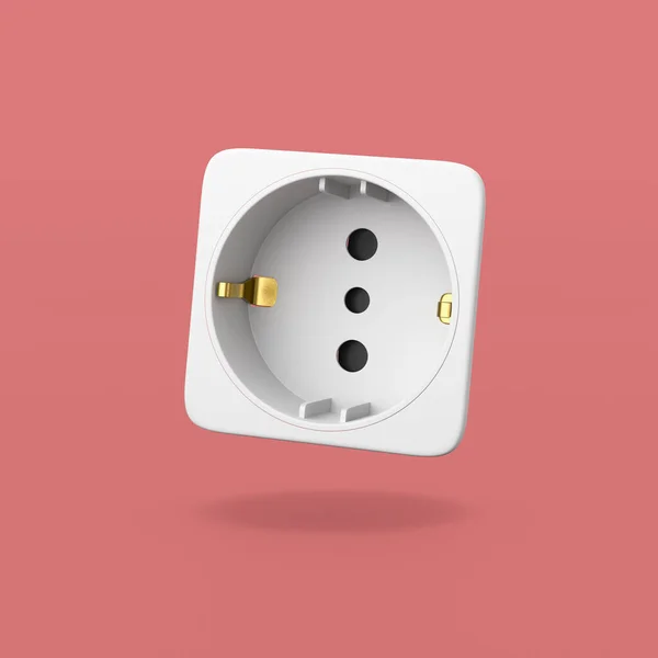 White Electrical Outlet Icon Isolated Pink Background Minimalism Concept Illustration — Stock Photo, Image