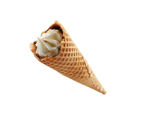 Вафельний Конус Морозивом Ізольований Білому Тлі — стокове фото