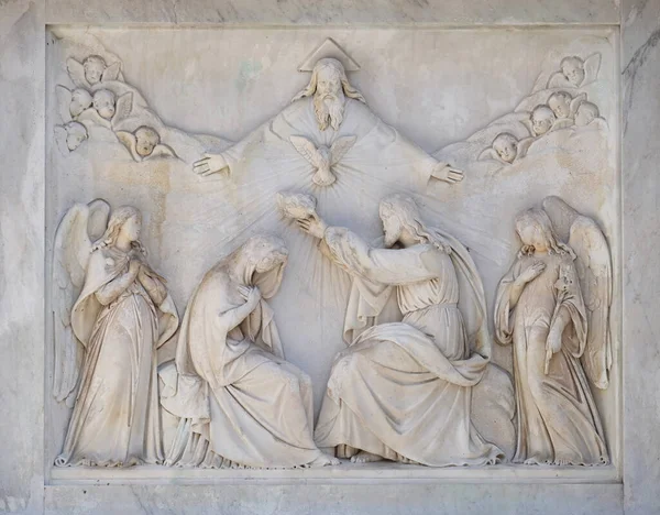 Szűz Mária Koronázása Szeplőtelen Fogantatás Oszlopán Piazza Mignanelli Rómában Olaszországban — Stock Fotó