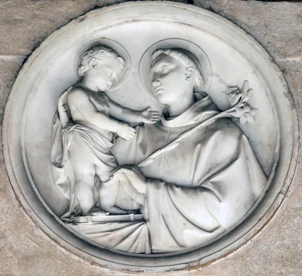 Saint Antoine Padoue Bas Relief Dans Portique Église Dei Santi — Photo