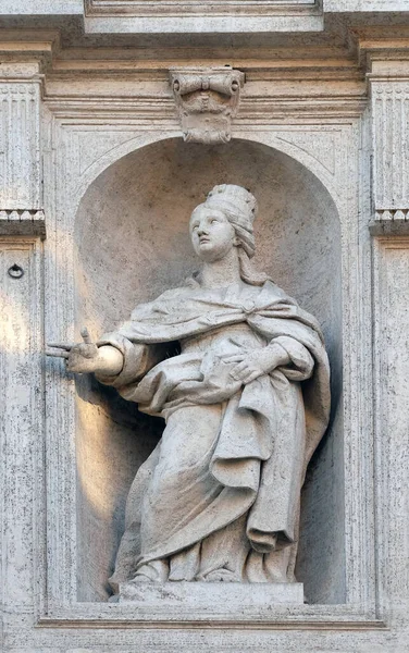 Jeanne Valois Statue Facade Chiesa San Luigi Dei Francesi Church — 스톡 사진