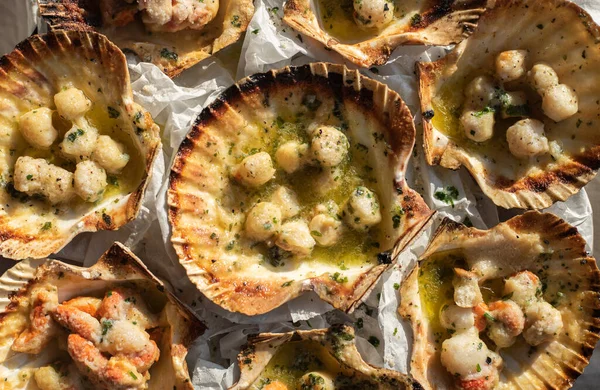 Baked Mussels Cheese Garlic — Stock Photo, Image