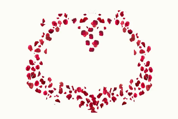 Лепестки Роз Расположены Форме Сердца — стоковое фото