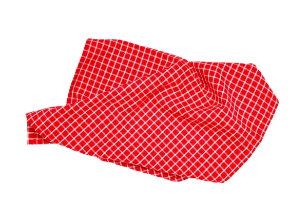 Zbliżenie Czerwono Białej Serwetki Kratkę Lub Obrusu Tekstury Izolowane Białym — Zdjęcie stockowe
