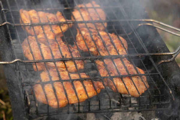 Carne Deliziosa Grigliata Una Griglia Con Una Deliziosa Crosta Cotta — Foto Stock