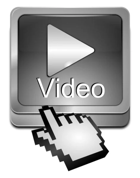 Silberne Play Video Taste Mit Cursor Illustration — Stockfoto