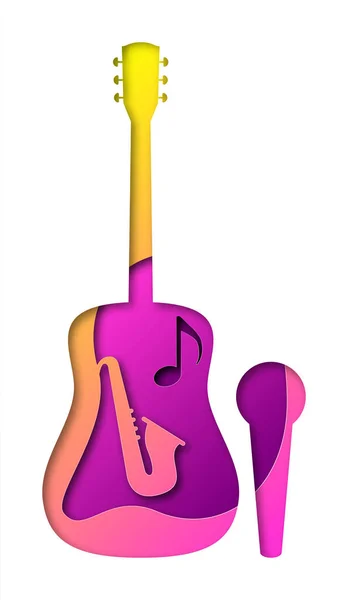 漫画のスタイルの白い背景で隔離のギターのアイコン 楽器のシンボル — ストック写真
