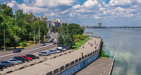 Dnipro Ukraine 2020 Dnipro Ufer Der Ukraine Einem Sonnigen Sommertag — Stockfoto