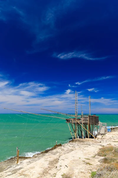 Fishing Towers Vieste Gargano Foggia Italy — Stock Photo, Image