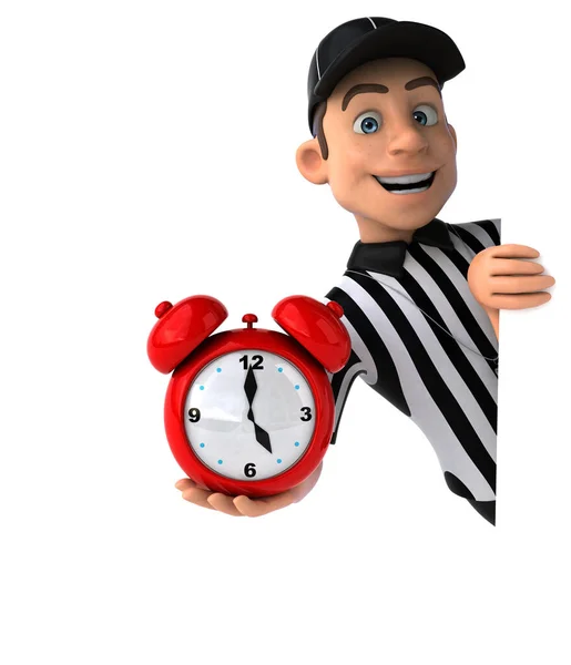 Fun Cartoon Character Clock Isolated White — Stock Photo, Image