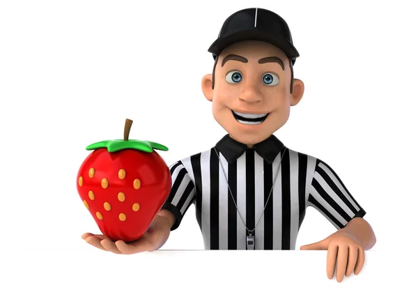 Spaß Cartoon Figur Mit Apfel — Stockfoto