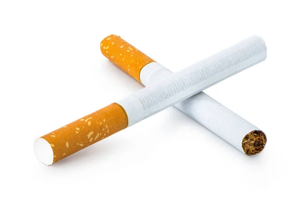 Cigarette Avec Paquet Cigarettes Sur Fond Blanc — Photo