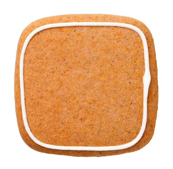 Gingerbread Cookie Shape Square Christmas Isolated White Background — Stock Photo, Image