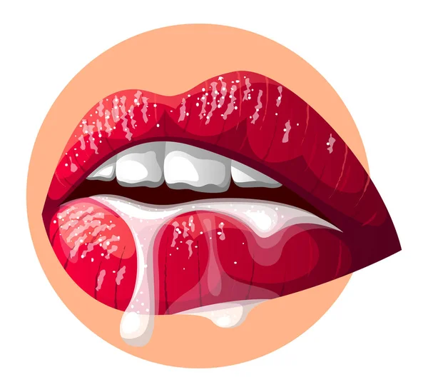 Beautiful Red Lips Lipstick White Background — Stock Photo, Image