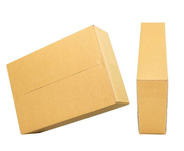 Mockup Para Diseño Caja Cartón Marrón Cerrada Aislada Sobre Fondo — Foto de Stock