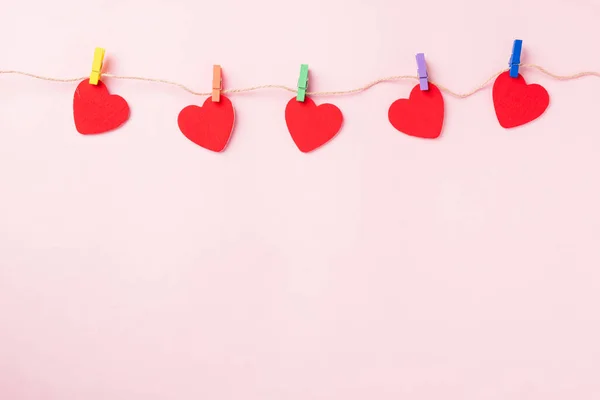 Joyeux Fond Saint Valentin Décoration Valentines Forme Coeur Rouge Suspendue — Photo