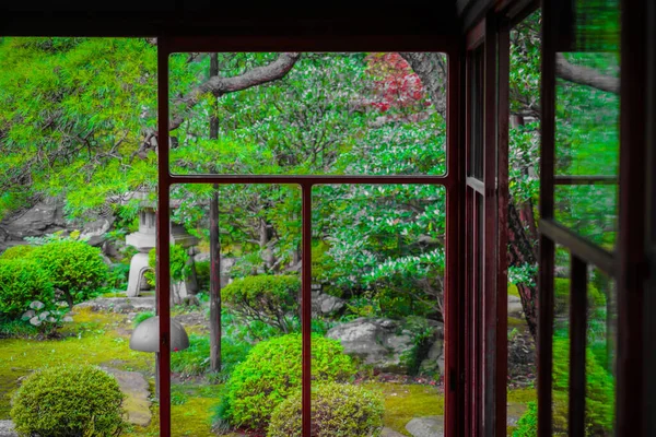 Paisagem Visível Partir Borda Casa Japonesa Localização Tiroteio Tóquio Área — Fotografia de Stock