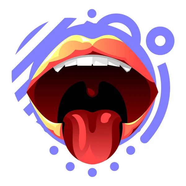 歯から舌で口を出す ベクターイラスト — ストック写真