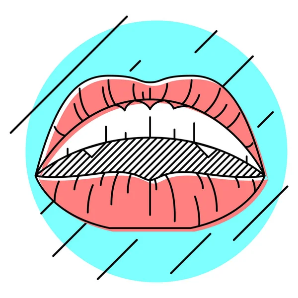 Pop Art Lips Red Lipstick Vector Illustration — Stock Photo, Image