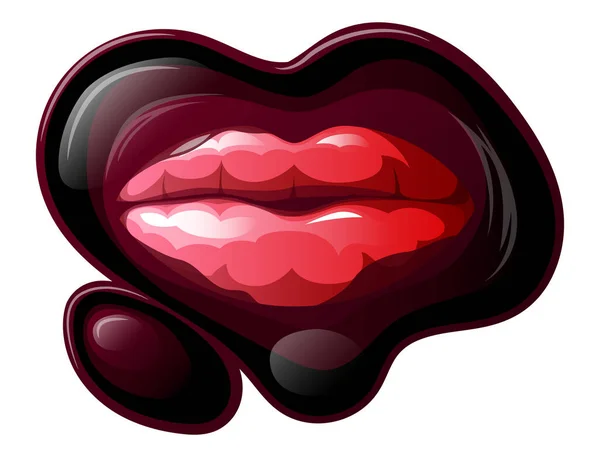 Rote Lippen Mit Herz Vektorillustration — Stockfoto