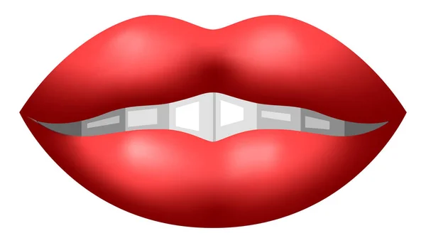 Rode Lippen Met Hart Witte Achtergrond — Stockfoto