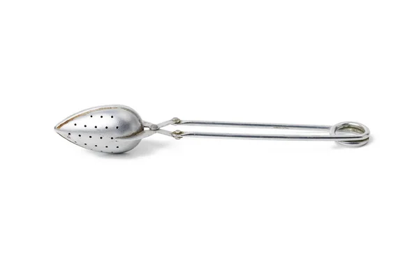 Metal Vintage Tea Strainer Cup Isolated White Background Close — Stock Photo, Image