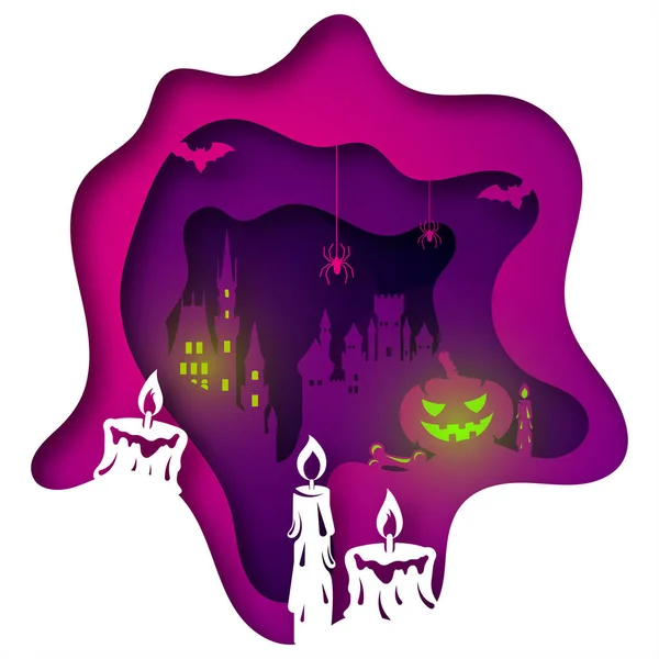 Halloween Hintergrund Mit Hexe Vektorillustration — Stockfoto