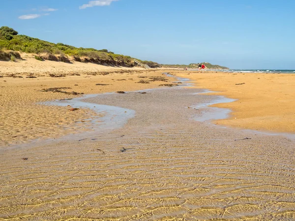 Fluxo Maré White Beach Torquay Victoria Austrália — Fotografia de Stock