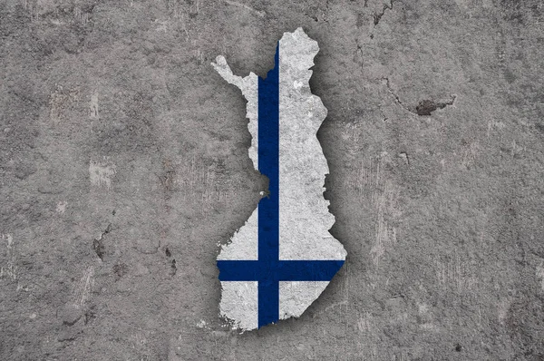 Mapa Flaga Finlandii Betonie Wietrznym — Zdjęcie stockowe