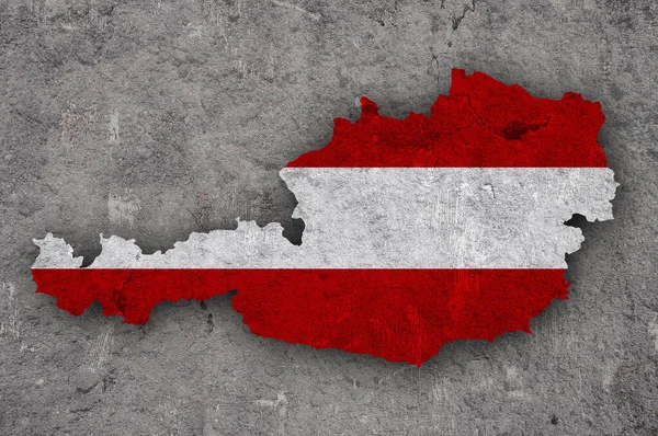 Mapa Bandeira Áustria Betão Desgastado — Fotografia de Stock