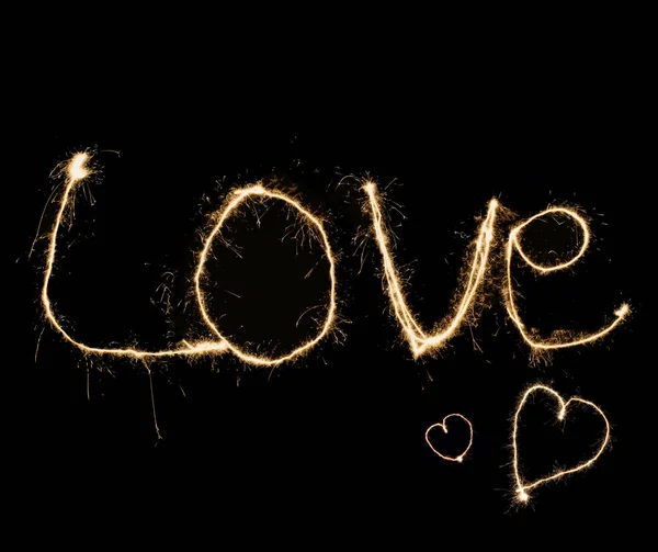 Sparklers Ohňostroj Symbolem Srdce Láska Tmavé Pozadí Romantické Valentines Pozadí — Stock fotografie