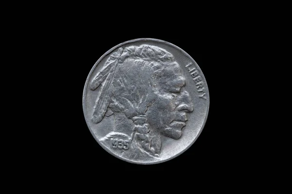 Eua Cinco Centavos Buffalo Indian Head Moeda Níquel Datado 1935 — Fotografia de Stock