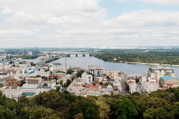 Landskap Staden Kiev Från Hög Punkt Ramen Floden — Stockfoto
