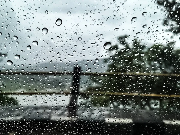Krople Deszczu Szklane Okno — Zdjęcie stockowe