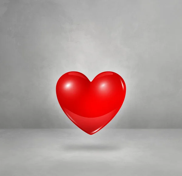 Cuore Rosso Isolato Uno Sfondo Studio Cemento Illustrazione — Foto Stock