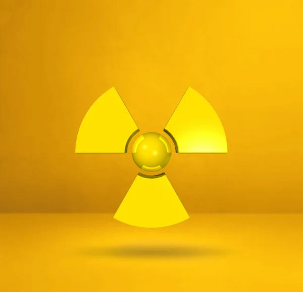 Símbolo Radioactivo Isolado Num Fundo Estúdio Amarelo Ilustração — Fotografia de Stock